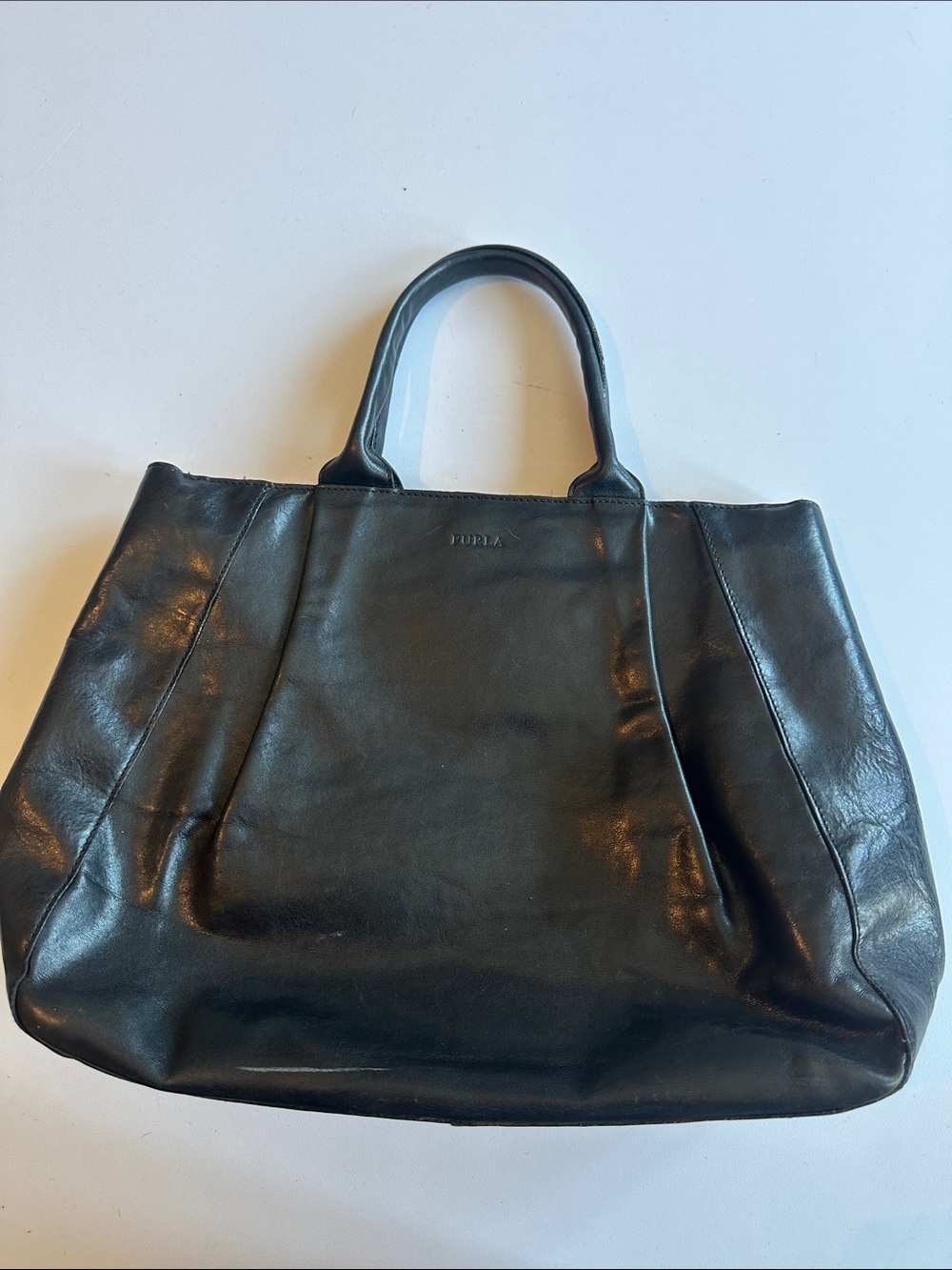 Furla Black Leather Structured Tote
